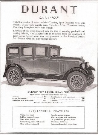 Durant Model 65 magazine advertisement
