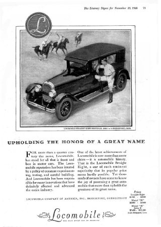 Literary Digest November 13, 1926 Locomobile Advertisement