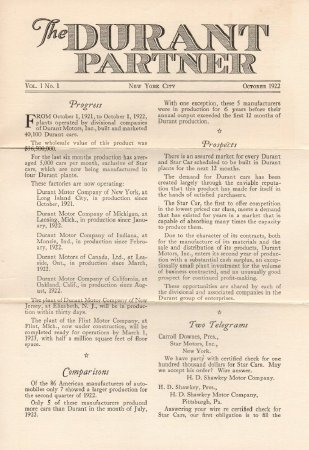 Durant Partner October 1922